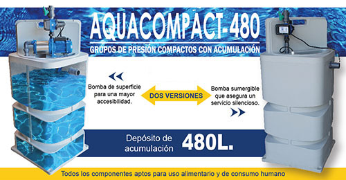 AQUACOMPACT-480. Compact automatic pressure group with storage tank